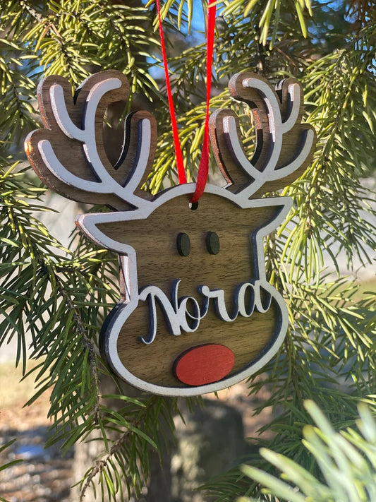 1 - Reindeer Personalized Christmas Ornament